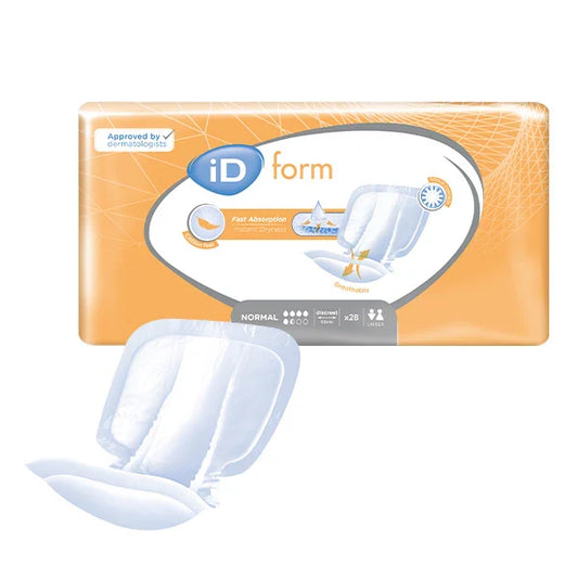 Ontex - Protection urinaire anatomique iD Form Normal - Carton de 4 sachets de 28 pièces