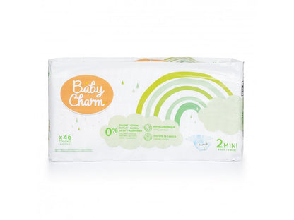 BabyCharm - Couche Bébé Taille 2 Mini (4-6kg) - Sachet de 46 pièces