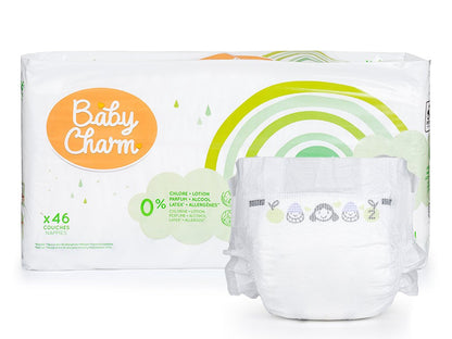 BabyCharm - Couche Bébé Taille 2 Mini (4-6kg) - Sachet de 46 pièces