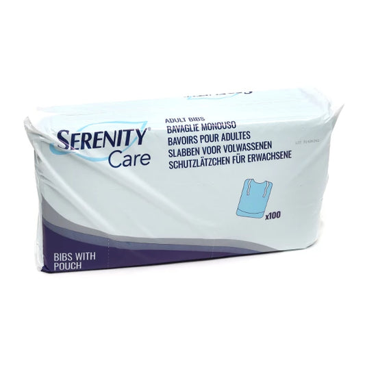 Ontex - Bavoir jetable Adulte à poche Serenity Care - Sachet de 100 pièces
