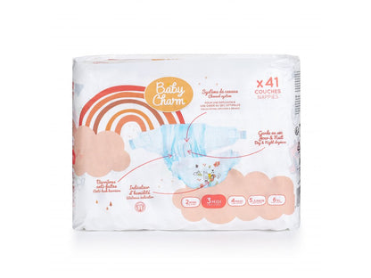 BabyCharm - Couche Bébé Taille 3 Midi (6-10kg) - Sachet de 41 pièces