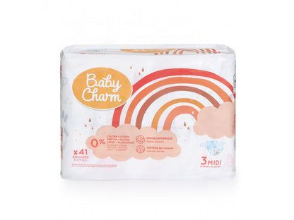 BabyCharm - Couche Bébé Taille 3 Midi (6-10kg) - Sachet de 41 pièces