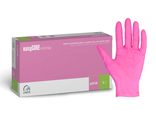Zarys easyCARE nitrile - Nitrile gants d'examen, non poudrés, non stériles taille : L - A100 rose - Carton de 10 boîtes de 100