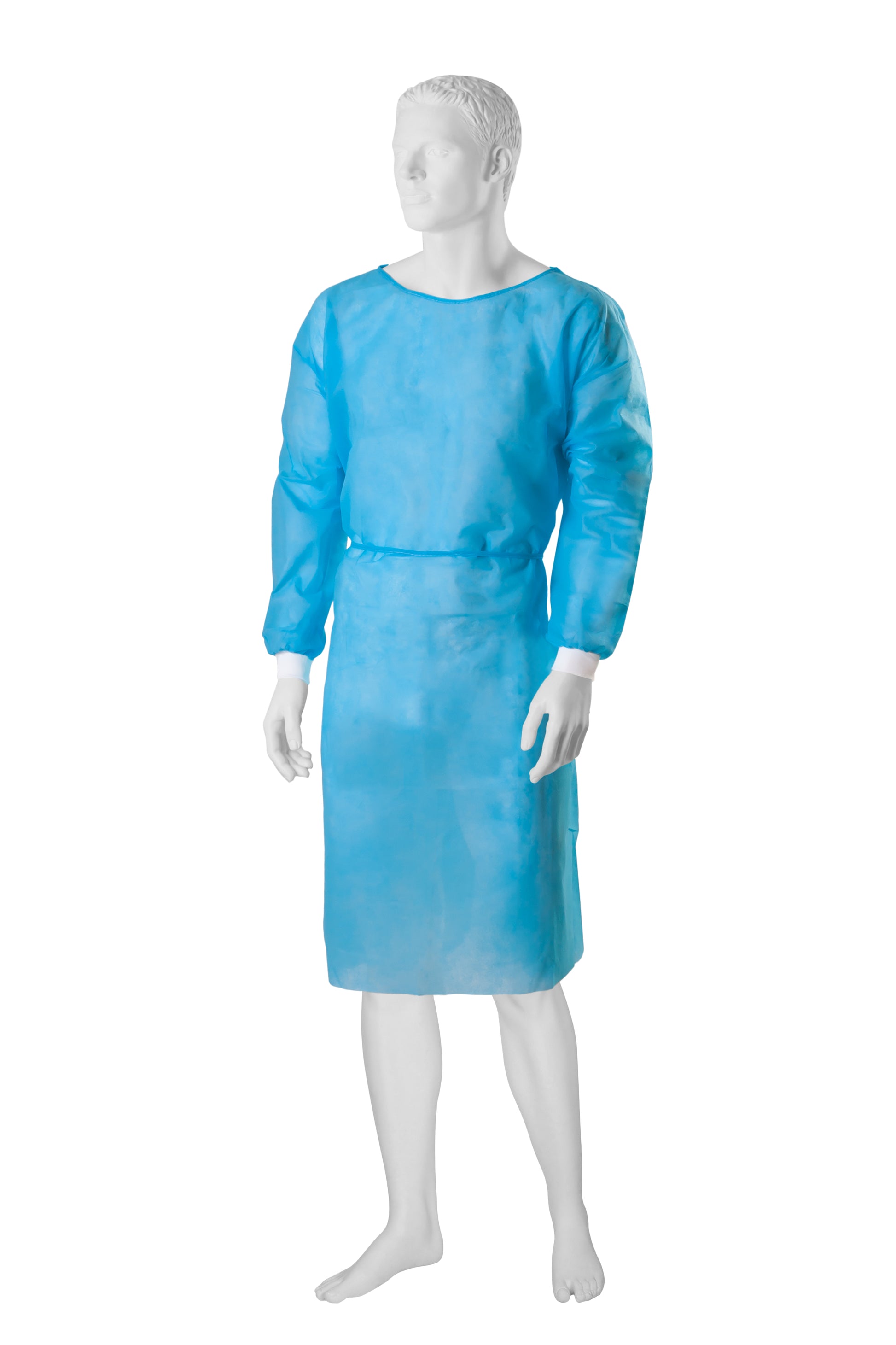 Zarys BETAtex - blouse d’isolement avec poignets tricotés, non-tissé, bleu, non stérile, taille L, 25g - Carton de 5 conditionnements de 10