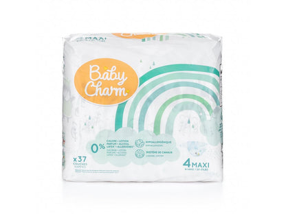 BabyCharm - Couche Bébé Taille 4 Maxi (9-14k) - Sachet de 37 pièces