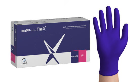 Zarys Gants d'examen easyCARE nitrile flex - Nitrile, non poudrés, non stériles taille : S - A100 bleu cobalt - Carton de 10 boîtes de 100