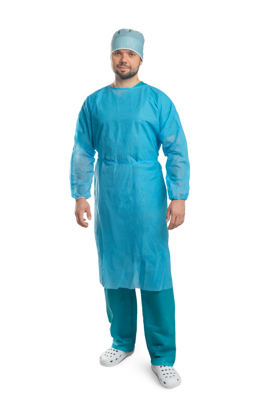 Zarys previoMedical - Procedure Blouse, avec poignets élastiques, non-tissé, non stérile bleu XL - Carton de 5 conditionnements de 10