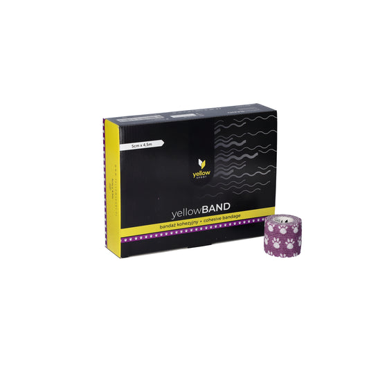Zarys yellowBAND - Bandage cohésif, non stérile 5cm x 4,5m pattes violettes - Boîte de 12 unités