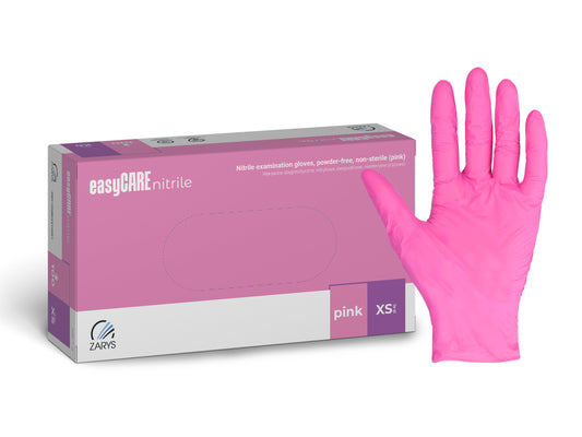 Zarys easyCARE nitrile - Nitrile gants d'examen, non poudrés, non stériles taille : XS - A100 rose - Carton de 10 boîtes de 100
