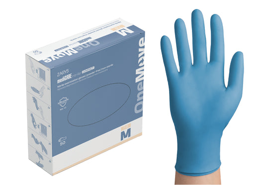 Zarys mediCARE nitrile OneMove COMPACT - Gants d'examen en nitrile, non poudrés, non stériles taille : M - Carton de 20 boîtes de 50