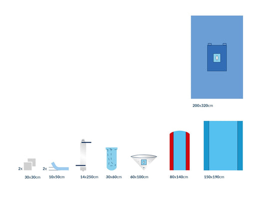 Set d'arthroscopie stérile Comfort avec champ fenêtré élastique, housse de caméra, pochette de collecte de liquide, et housse de table - Carton de 10 sets
