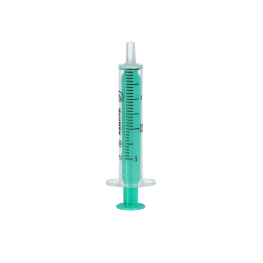 Zarys duoNEX - Seringue à usage unique, en 2 parties, stérile 2 ml Luer, piston vert, sans phtalates - Carton de 25 boîtes de 100