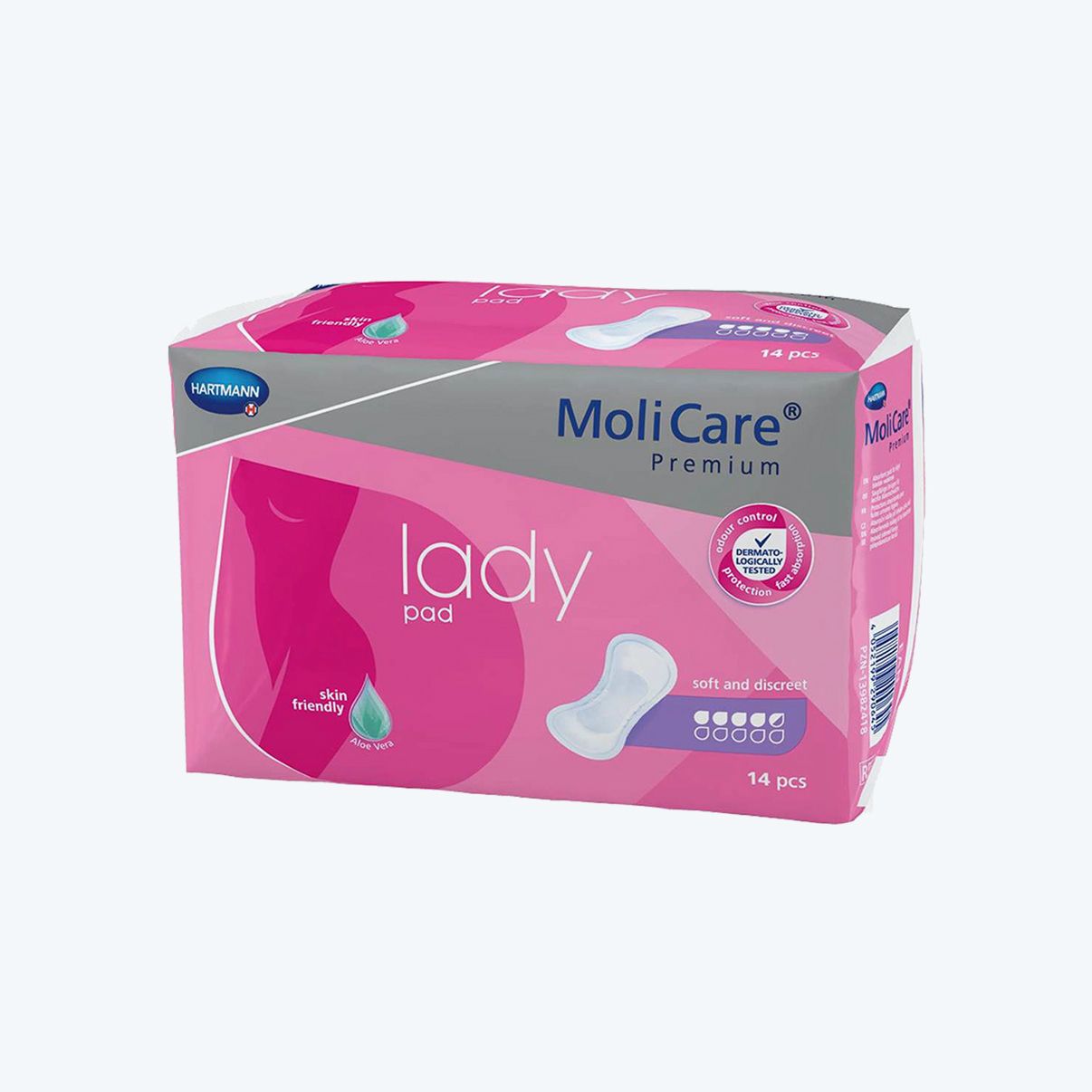 HARTMANN - MoliCare - Protection urinaire pour femme 4,5 gouttes - Premium lady pad - Carton de 12 boites de 14 pièces