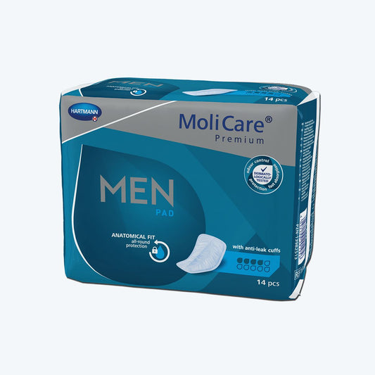 HARTMANN - MoliCare Premium Men Pad - Protection urinaire pour homme 4 gouttes - Carton de 12 Sachet de 14 pièces