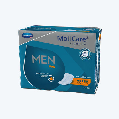 HARTMANN - MoliCare Premium Men Pad - Protection urinaire pour homme 5 gouttes - Sachet de 14 pièces