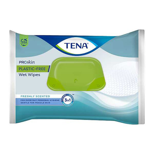 TENA - Lingettes humides 3-en-1 sans plastique (48 lingettes)