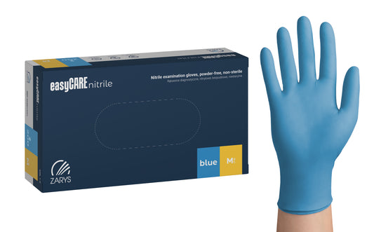 Zarys easyCARE nitrile - Nitrile gants d'examen, non poudrés, non stériles taille : M - A200 bleu - Carton de 10 boîtes de 200