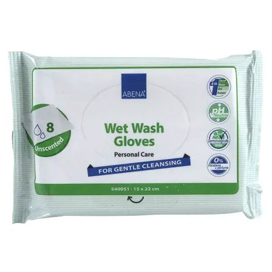 Abena - Gant de toilette imprégné 15 x 22 cm - Sachet de 8 gants