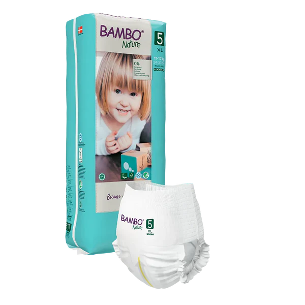 Bambo Nature Pants - Couches Culottes absorbantes pour bébé Taille 5 paquet haut (11-17 kg) - Sachet de 38 pièces