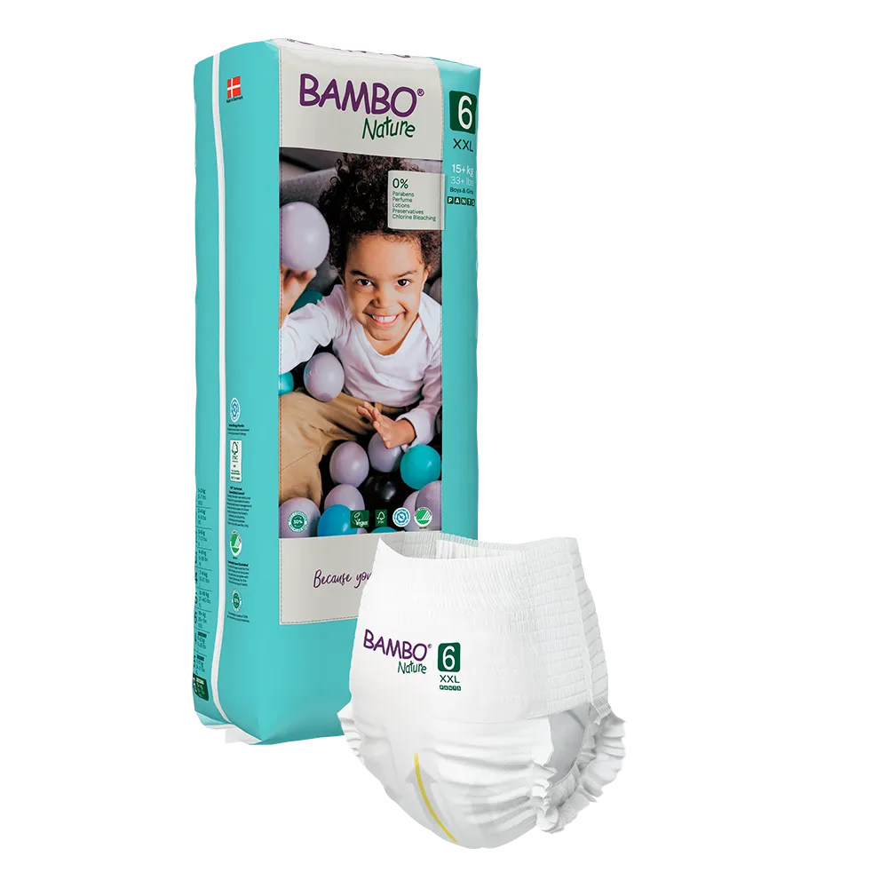 Bambo Nature Pants - Couches Culottes absorbantes pour bébé Taille 6 paquet haut (15kg) - Sachet de 38 pièces