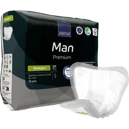 Abena - Protection urinaire anatomique homme - Man Formula - Niveau 1 - Sachet de 15 pièces