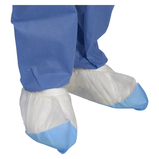 Abena - Sur-chaussures anti-dérapantes en polypropylène et polyéthylène blanc/bleu fabriqué en France - Sachet de 400 pièces