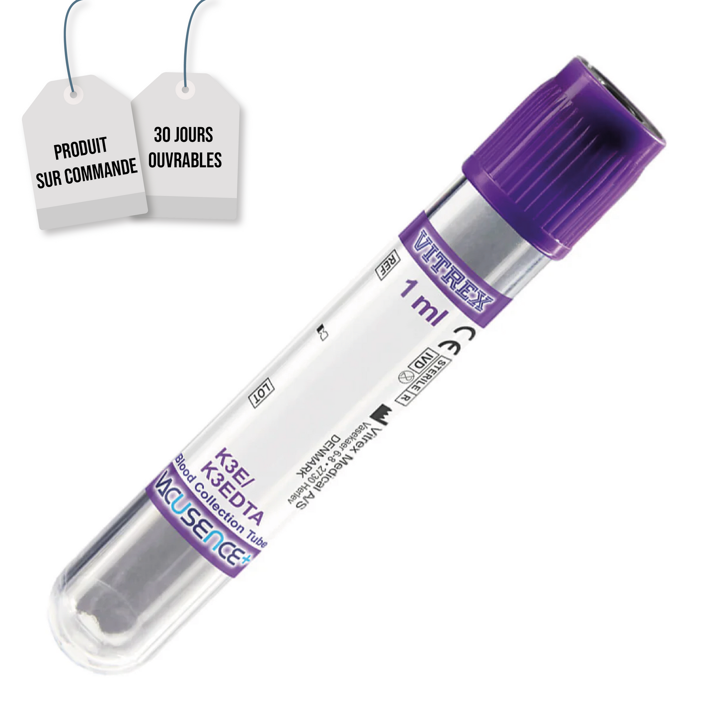 Vitrex - Tubes EDTA avec gel - Boite de 1000