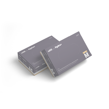 Gants d'examen nitrile hydratants - Non poudrés - Non stériles - Bleu violet - Boîte de 100 pièces