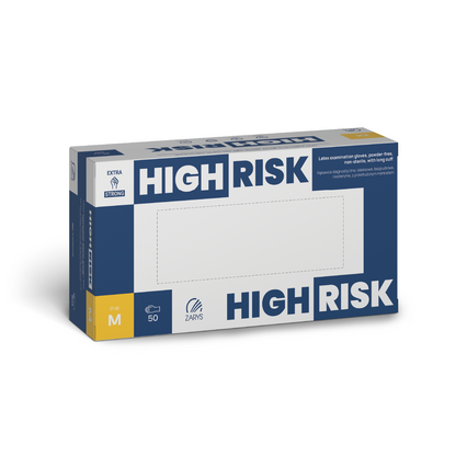 HIGH RISK - Gants latex bleus à HAUT RISQUE, non poudrés - Manchette longues de 30cm - Boite de 50 pièces