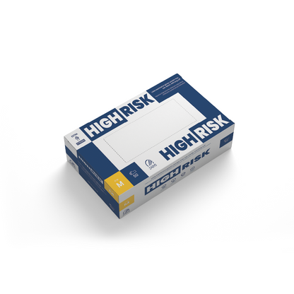 HIGH RISK - Gants latex bleus à HAUT RISQUE, non poudrés - Manchette longues de 30cm - Boite de 50 pièces