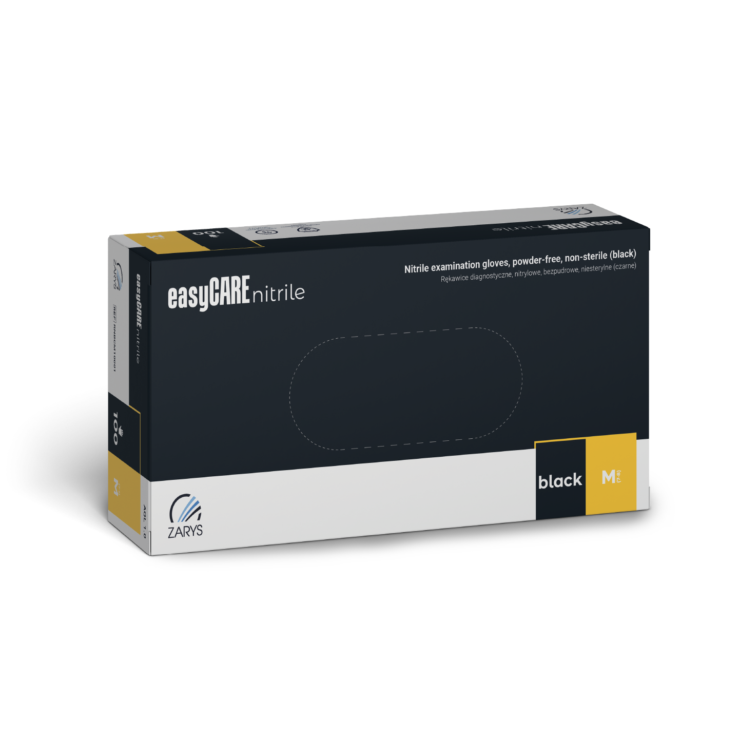 Gants d'examen en nitrile noir - Non poudrés - Non stériles - Boite de 100 pièces