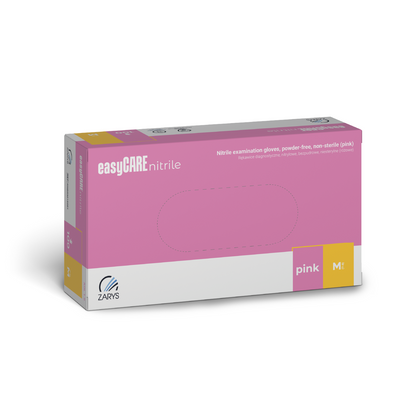 Gants nitriles roses - Non poudrés - Non stériles - Boite de 100 pièces