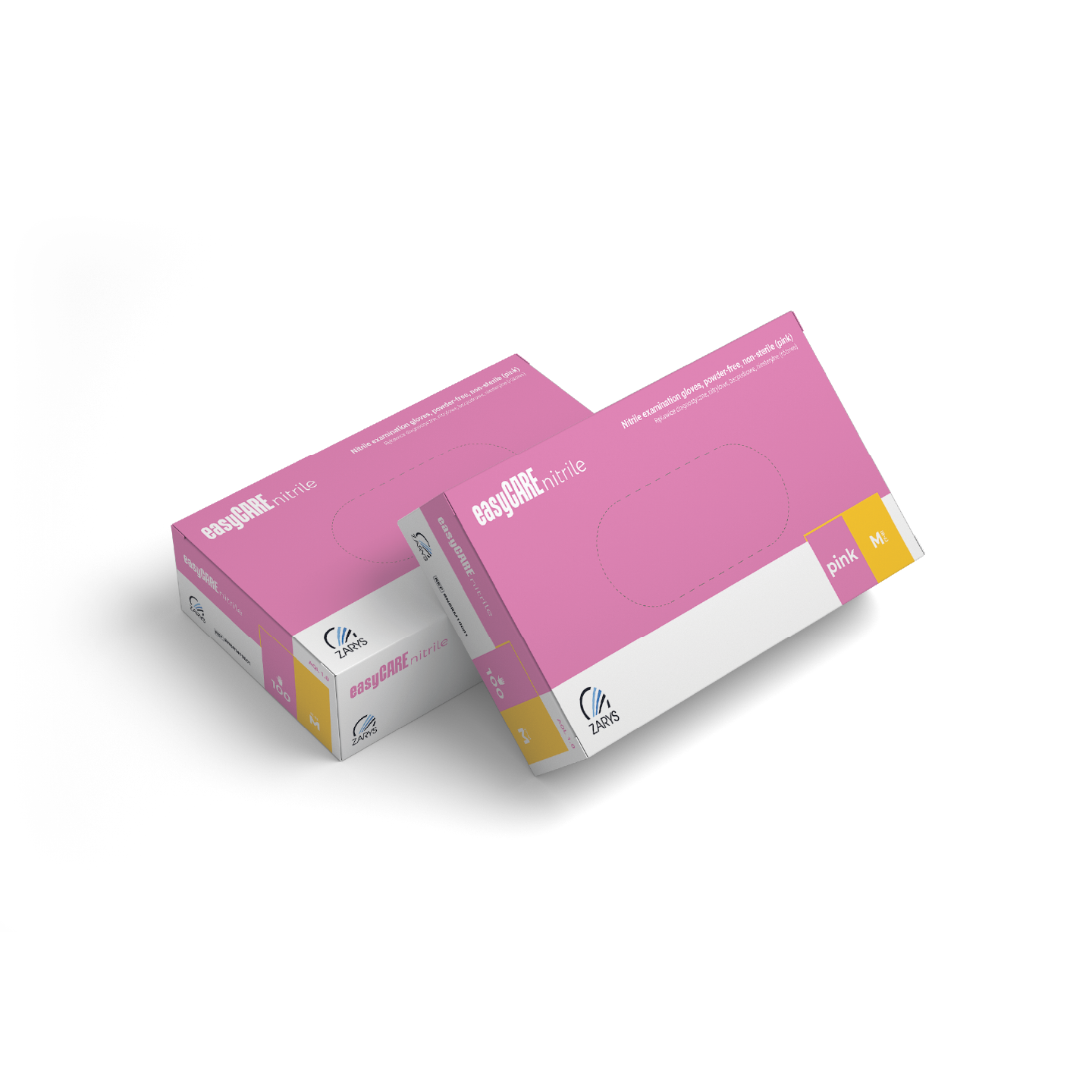 Gants nitriles roses - Non poudrés - Non stériles - Boite de 100 pièces