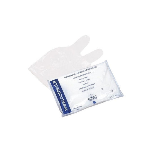 Comed - Doigtier 2 doigts en polyéthylène non stérile - Sachet de 100 pièces