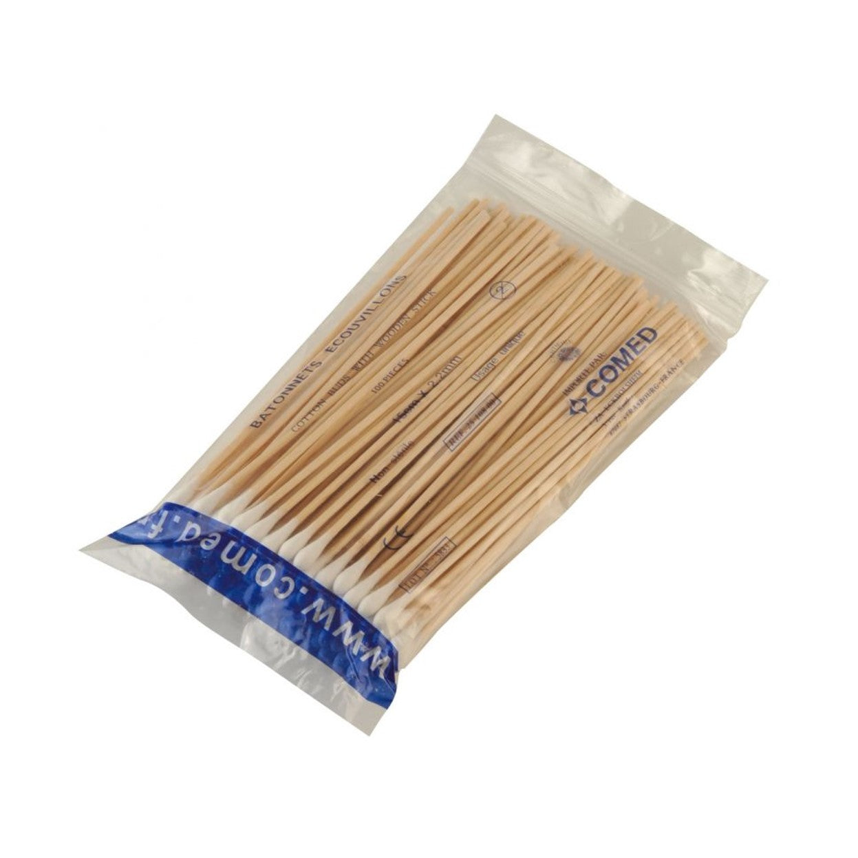 Comed - Ecouvillons Tige en bois de 15 cm - Sachet de 100 pièces