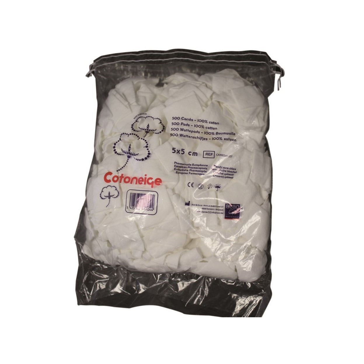 Comed - Carrés de coton 5 x 5 cm - Sachet de 500 pièces