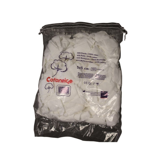 Comed - Carrés de coton 5 x 5 cm - Sachet de 500 pièces
