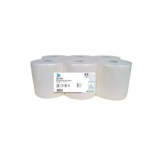 GH groupe - Essuie-mains rouleau - Blanc - 2 plis - 150 m X 19,8 cm - Carton de 6 rouleaux