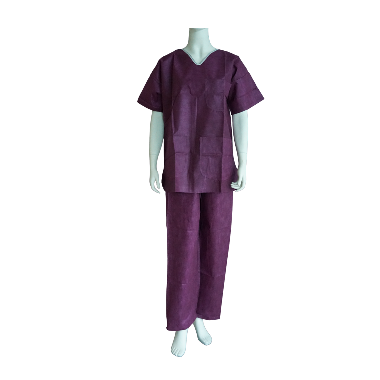 Abena - Pyjama de bloc classic avec manches courtes en SMS 38g/m² en bordeaux