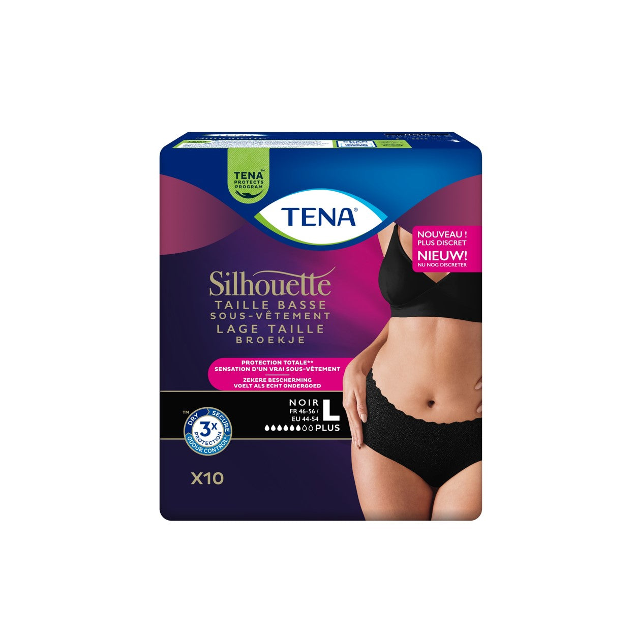 Tena - Protection urinaire femme - Silhouette Plus Noir Taille Basse
