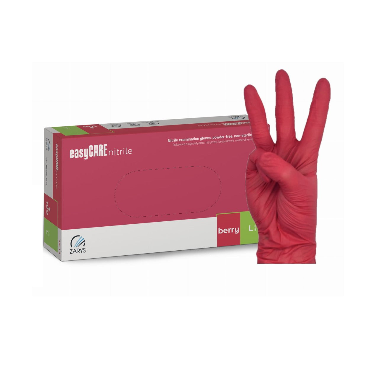 Gants d'examen nitrile easy CARE Berry - Boite de 100 pièces