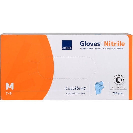 Abena - Gants d'examen Excellent, Nitrile, Non Poudré, Sans Accélérateur - Boite de 200