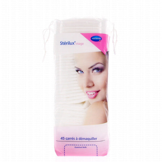 HARTMANN - Stérilux - Coton Carrés à Démaquiller pour visage - Sachet de 45 carrés