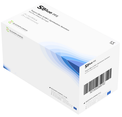 SIDAPHARM - Seringue pré-remplie de solutions ophtalmiques Bleu de Trypan - SidaBlue - Boite de 5 pièces