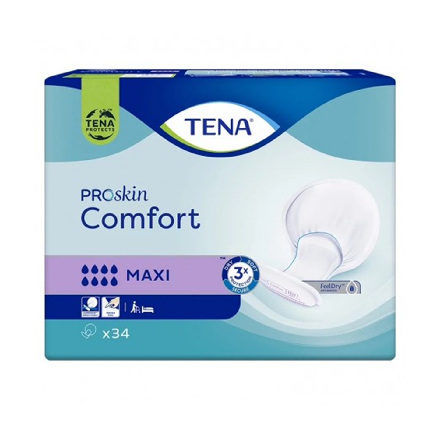 Tena - Protection urinaire anatomique comfort ProSkin Maxi - Sachet de 34 pièces