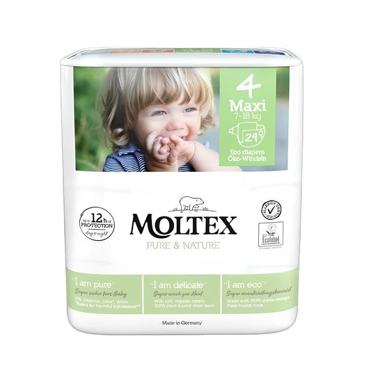 Moltex - Pure&Nature - Couche bébé - Maxi - 7/18kg - Sachet de 29 pièces