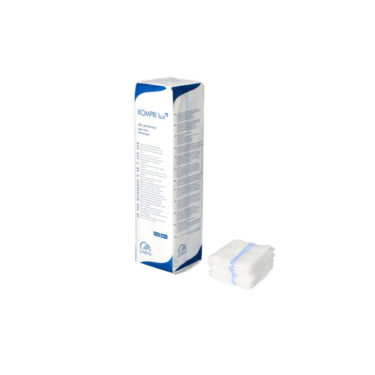 Zarys KOMPRI lux compresses de gaze avec fil radiodétectable, non stériles 17ème 16 plis 5cmx5cm - Carton de 96 sachets de 100