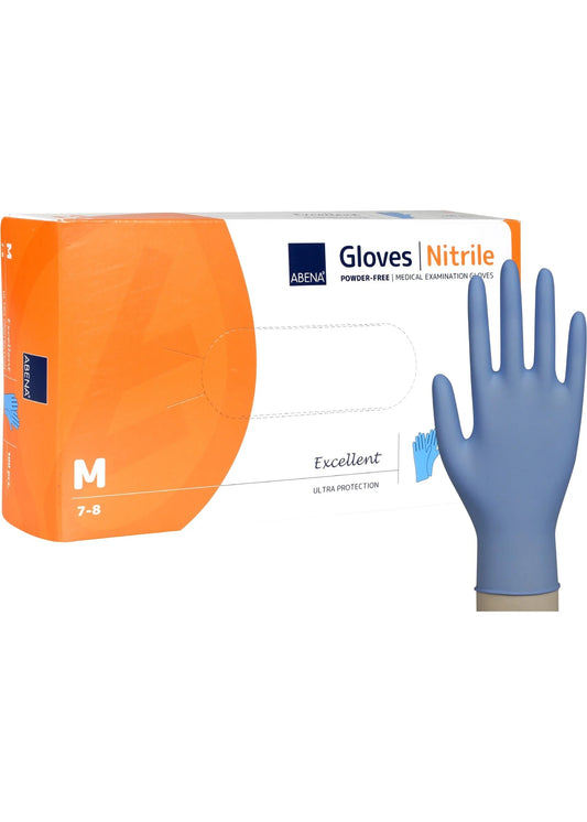 Abena - Gants d'examen nitrile en bleu non poudrés 240mm - Excellent