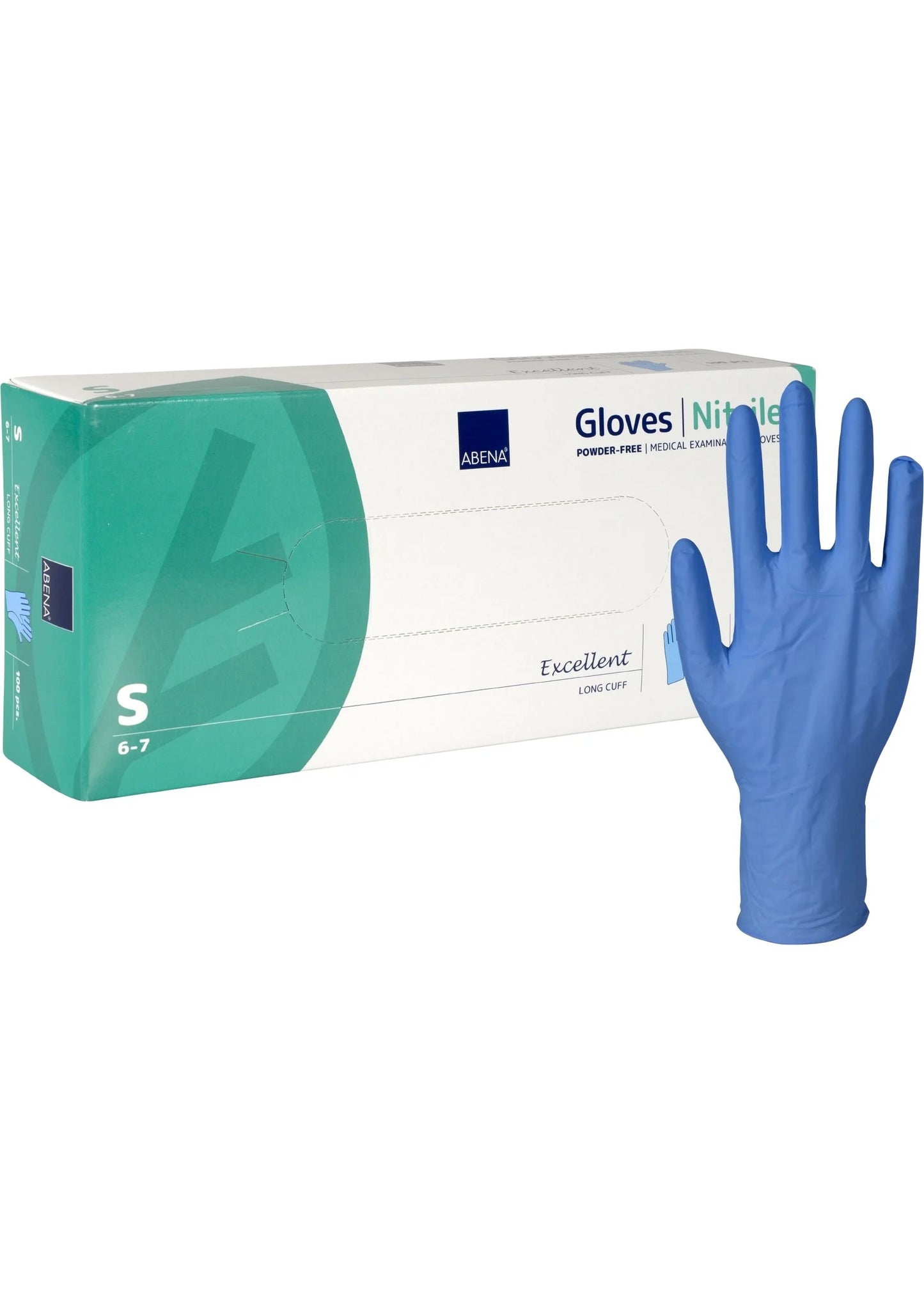 Abena - Gants d'examen nitrile en bleu non poudrés 300mm - Excellent -Carton de 10 Boites de 100 pièces