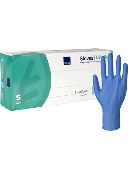 Abena - Gants d'examen nitrile en bleu non poudrés 300mm - Excellent -Carton de 10 Boites de 100 pièces